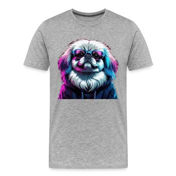 Pékin Gangster Violet Cyber Lion Chien Chien Gesch - T-shirt bio Premium Homme - gris chiné - Devant - Damien (186cm)