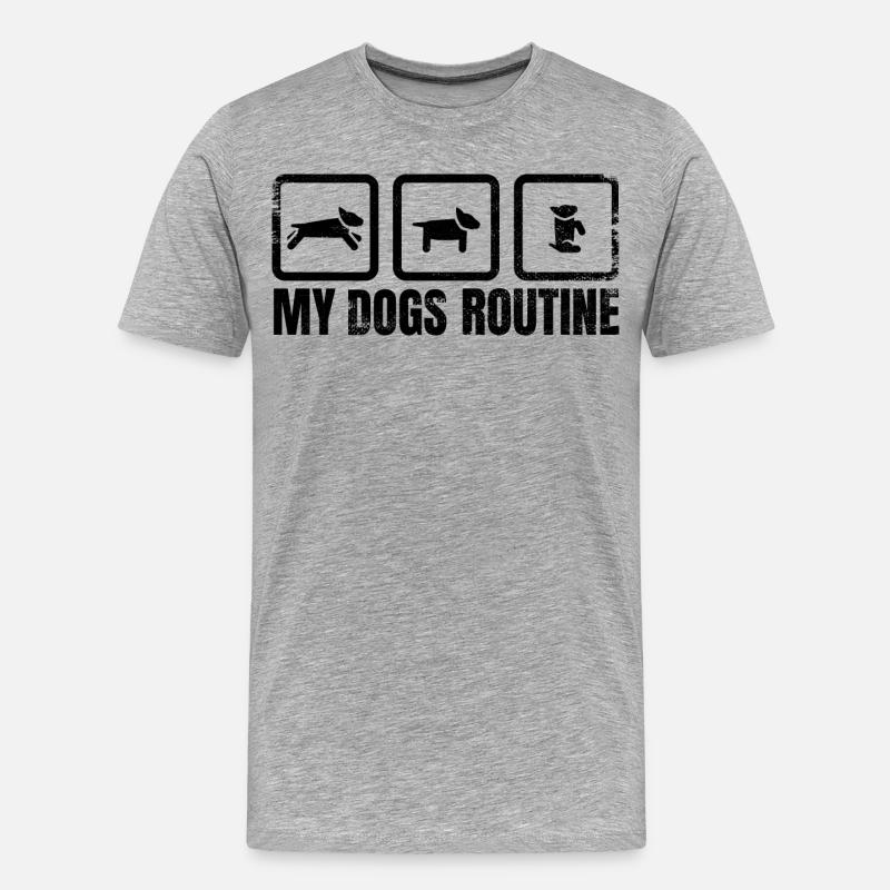 Hunde Routine - Männer Premium Bio T-Shirt - Grau meliert