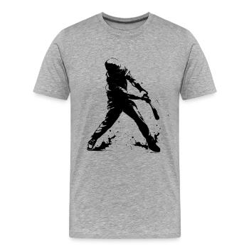 Lustiger Baseballspieler - Männer Premium Bio T-Shirt - Grau meliert - Vorne - Damien (186cm)