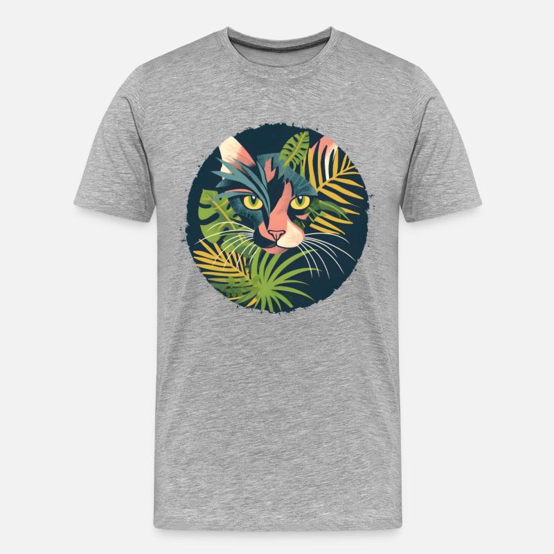 Illustration einer Katze - Männer Premium Bio T-Shirt - Grau meliert
