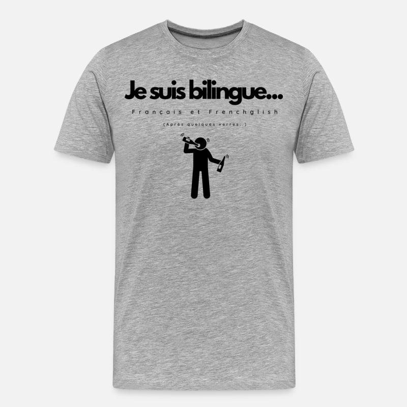 Ich bin zweisprachig - Männer Premium Bio T-Shirt - Grau meliert