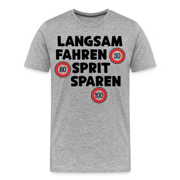 Déclaration de ravitaillement en carburant de la station-service Moteur à essence - T-shirt bio Premium Homme - gris chiné - Devant - Damien (186cm)