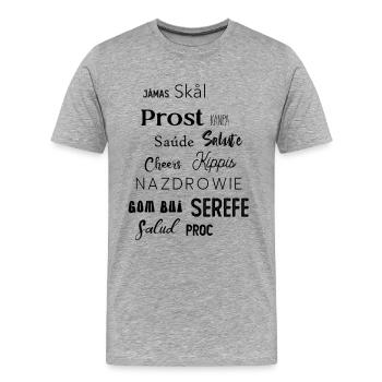 Cheers Prost Salute - Männer Premium Bio T-Shirt - Grau meliert - Vorne - Damien (186cm)