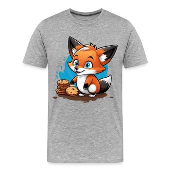 Fuchs Süßer Fratz - Männer Premium Bio T-Shirt - Grau meliert - Vorne - Damien (186cm)