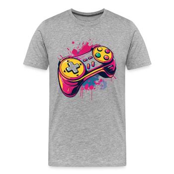 Gaming Controllers - Men's Premium Organic T-Shirt - heather grey - Front - Damien (186cm)