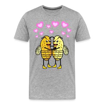 Abeilles Cacahuètes Bourdons Insectes Cacahuètes Noix - T-shirt bio Premium Homme - gris chiné - Devant - Damien (186cm)