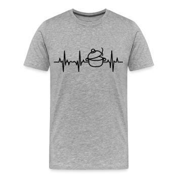 Cooking pot ECG heartline - Men's Premium Organic T-Shirt - heather grey - Front - Damien (186cm)