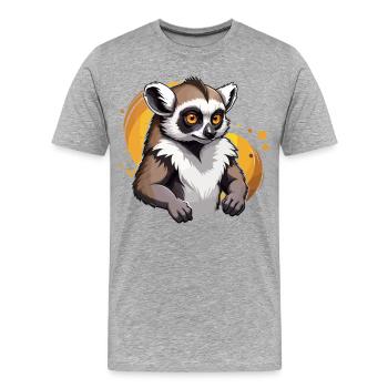 Starker Lemur - Männer Premium Bio T-Shirt - Grau meliert - Vorne - Damien (186cm)