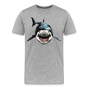Shark Shark Tiger Shark Gray Shark Sharks Great White Shark - Men's Premium Organic T-Shirt - heather grey - Front - Damien (186cm)