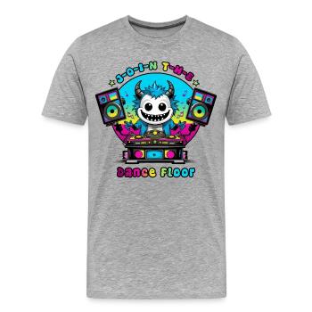 Disco Monster - Men's Premium Organic T-Shirt - heather grey - Front - Damien (186cm)