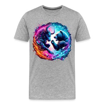 Bataille d’échange de taureaux contre ours - T-shirt bio Premium Homme - gris chiné - Devant - Damien (186cm)