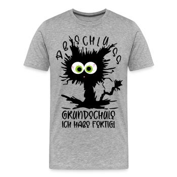 Grundschule Abschluss 2026 Katze Ich habe fertig  - Männer Premium Bio T-Shirt - Grau meliert - Vorne - Damien (186cm)