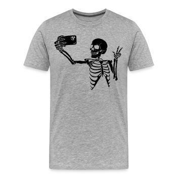 Selfie mortel (noir) - T-shirt bio Premium Homme - gris chiné - Devant - Damien (186cm)
