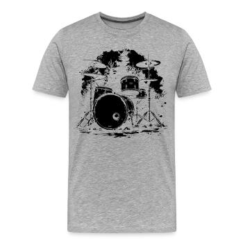 Drum Set Sketch - Men's Premium Organic T-Shirt - heather grey - Front - Damien (186cm)