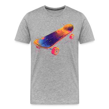 Skateboard Illustration - Männer Premium Bio T-Shirt - Grau meliert - Vorne - Damien (186cm)