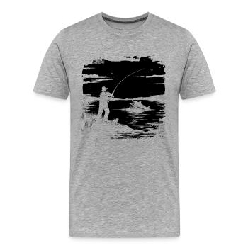 Croquis de pêche - T-shirt bio Premium Homme - gris chiné - Devant - Damien (186cm)