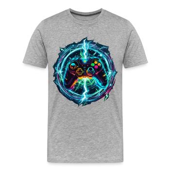Galactic Gaming Controller - Men's Premium Organic T-Shirt - heather grey - Front - Damien (186cm)