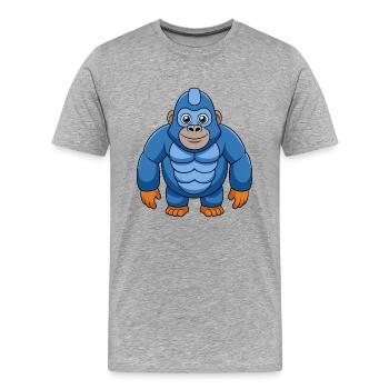 Gorilla Niedliche Maskottchen Zeichentrickfigur Kawaii - Männer Premium Bio T-Shirt - Grau meliert - Vorne - Damien (186cm)