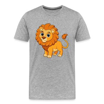 Löwe Niedliche Maskottchen Zeichentrickfigur Kawaii - Männer Premium Bio T-Shirt - Grau meliert - Vorne - Damien (186cm)