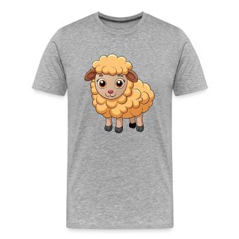 Schaf Niedliche Maskottchen Zeichentrickfigur Kawaii - Männer Premium Bio T-Shirt - Grau meliert - Vorne - Damien (186cm)