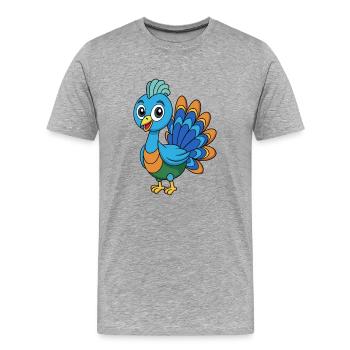 Pfau Niedliche Maskottchen Zeichentrickfigur Kawaii - Männer Premium Bio T-Shirt - Grau meliert - Vorne - Damien (186cm)