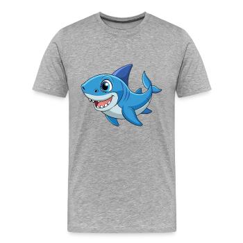 Hai Niedliche Maskottchen Zeichentrickfigur Kawaii - Männer Premium Bio T-Shirt - Grau meliert - Vorne - Damien (186cm)