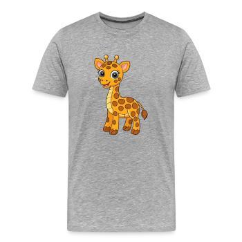 Giraffe Niedliche Maskottchen Zeichentrickfigur Kawaii - Männer Premium Bio T-Shirt - Grau meliert - Vorne - Damien (186cm)