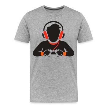 Game Lover Drawing - Men's Premium Organic T-Shirt - heather grey - Front - Damien (186cm)