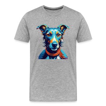 Lurcher Chien Race Coloré Dessin Animé Kawaii - T-shirt bio Premium Homme - gris chiné - Devant - Damien (186cm)