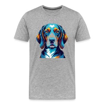 Französischer dreifarbiger Jagdhund, Hunderasse Cartoon Kawaii - Männer Premium Bio T-Shirt - Grau meliert - Vorne - Damien (186cm)