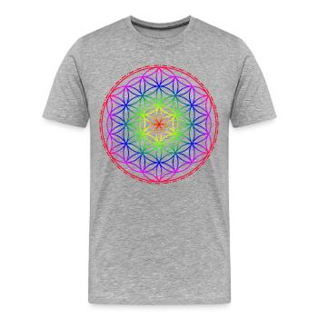 Flower of Life Rainbow - Men's Premium Organic T-Shirt - heather grey - Front - Damien (186cm)