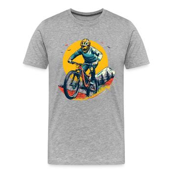 Illustration VTT - T-shirt bio Premium Homme - gris chiné - Devant - Damien (186cm)