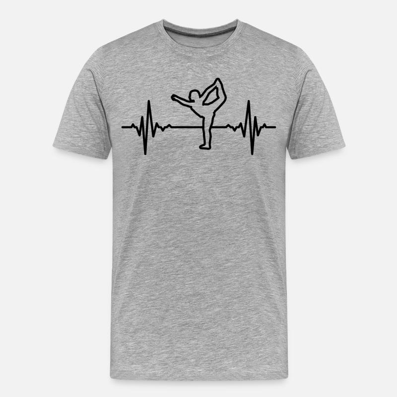 Yogini Herzfrequenz - Männer Premium Bio T-Shirt - Grau meliert