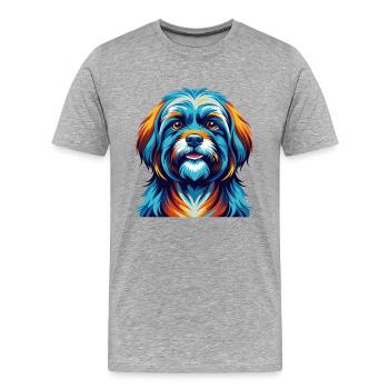 Tibetische Kyi Apso Hunderasse Bunte Karikatur Kawaii - Männer Premium Bio T-Shirt - Grau meliert - Vorne - Damien (186cm)