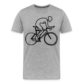 Dessin cycliste - T-shirt bio Premium Homme - gris chiné - Devant - Damien (186cm)