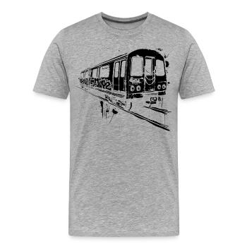 Railway Graphic - Men's Premium Organic T-Shirt - heather grey - Front - Damien (186cm)
