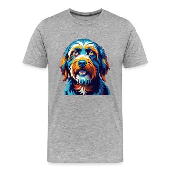 Briquet Griffon Vendéen Chien Race Dessin Animé Kawaii - T-shirt bio Premium Homme - gris chiné - Devant - Damien (186cm)