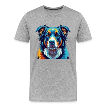 Chien de berger d’Asie centrale Race Dessin animé Kawaii - T-shirt bio Premium Homme - gris chiné - Devant - Damien (186cm)