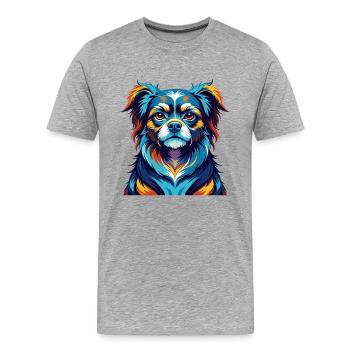 Chinese Imperial Dog Breed Colorful Cartoon Kawaii - Men's Premium Organic T-Shirt - heather grey - Front - Damien (186cm)
