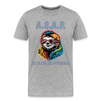 ASAP As Slow As Possible Cool Sloth Fun Quote - Men's Premium Organic T-Shirt - heather grey - Front - Damien (186cm)
