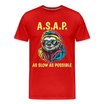 ASAP As Slow As Possible Sloth Cool Sunglasses - Men's Premium Organic T-Shirt - red - Front - Damien (186cm)