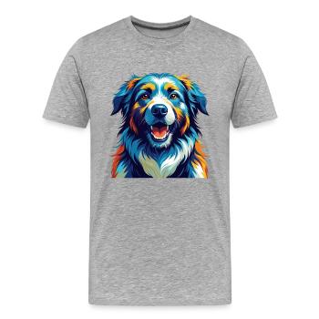 Himalaya-Schäferhundrasse Bunte Karikatur Kawaii - Männer Premium Bio T-Shirt - Grau meliert - Vorne - Damien (186cm)