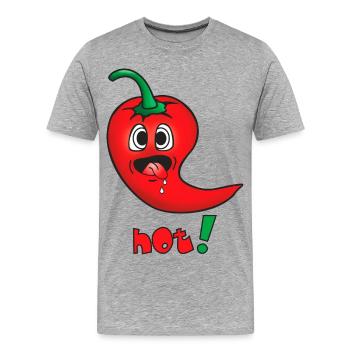 Piment rouge vif - émoticône drôle - chaud - T-shirt bio Premium Homme - gris chiné - Devant - Damien (186cm)