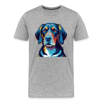 Serbische dreifarbige Hunderasse Karikatur Kawaii - Männer Premium Bio T-Shirt - Grau meliert - Vorne - Damien (186cm)