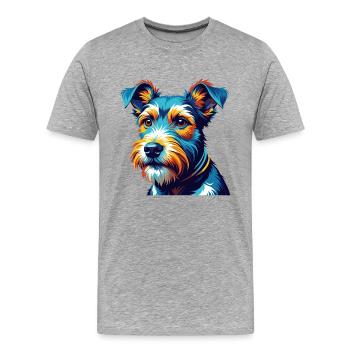 Draht Foxterrier Hunderasse Bunte Karikatur Kawaii - Männer Premium Bio T-Shirt - Grau meliert - Vorne - Damien (186cm)