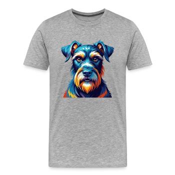 Schnauzer standard race de chien dessin animé Kawaii - T-shirt bio Premium Homme - gris chiné - Devant - Damien (186cm)