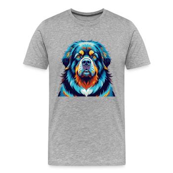 Tibetische Dogge Hunderasse Bunte Karikatur Kawaii - Männer Premium Bio T-Shirt - Grau meliert - Vorne - Damien (186cm)
