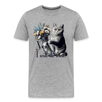 BKH Britisch Kurzhaar Katze Vase umkippen Geschenk - Männer Premium Bio T-Shirt - Grau meliert - Vorne - Damien (186cm)