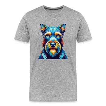 Schnauzer standard race de chien dessin animé Kawaii - T-shirt bio Premium Homme - gris chiné - Devant - Damien (186cm)