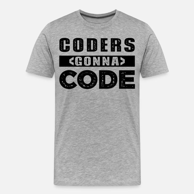 Coders Gonna Code - Männer Premium Bio T-Shirt - Grau meliert